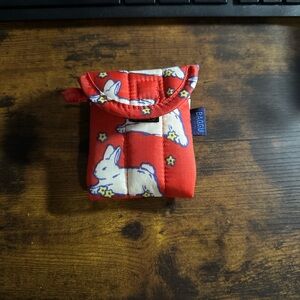 SOLD- BAGGU Red Bunny Print Pouch